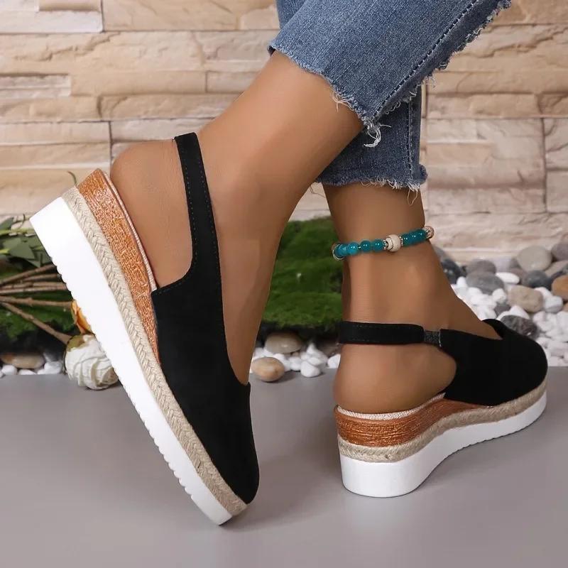 Modne sandały damskie 2025 Nowe sznurowane mankiety Modne Plus Size Casualowe Sandały na Platformie Koturnie Kobieta Lato Najlepszy Sprzedawca Buty z Zakrytymi Palcami