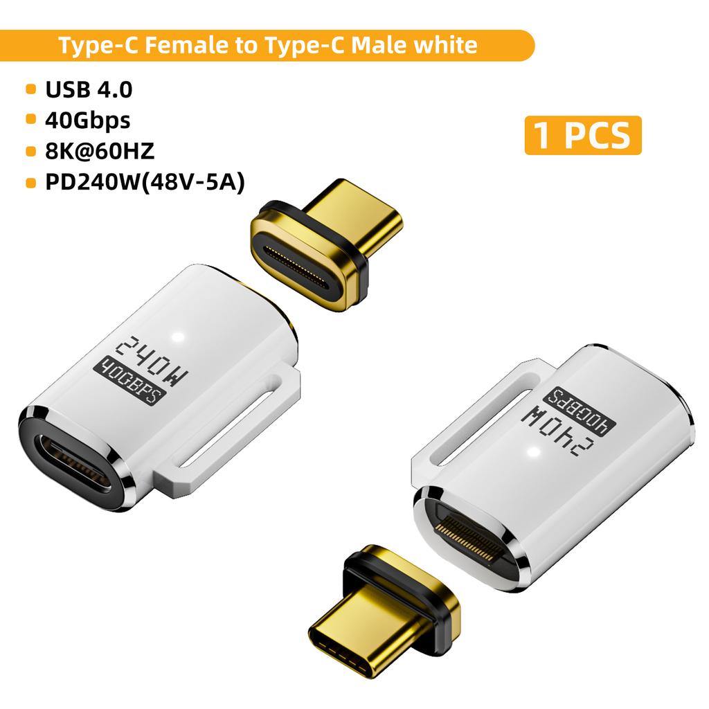 USB4.0 Thunderbolt3/4 Magnetic USB C To Type C Adapter 240W 40Gbps Fast Charging Magnet Charge Converter Cable 8K@60Hz Adapter