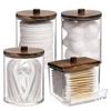 Set di tamponi di cotone rettangolari e scatola portaoggetti con coperchio per trucco, filo interdentale e stuzzicadenti.