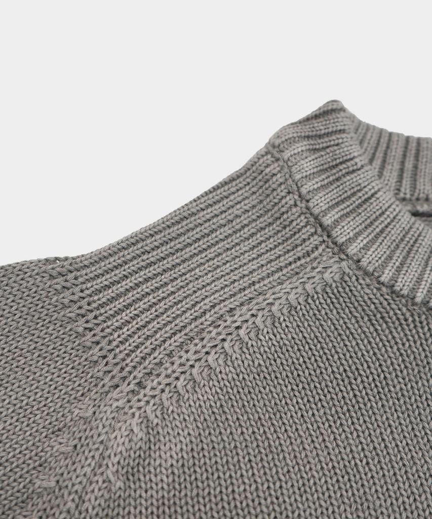 BIRBANTE Garment-Dyed Washable Round Knit - Grey