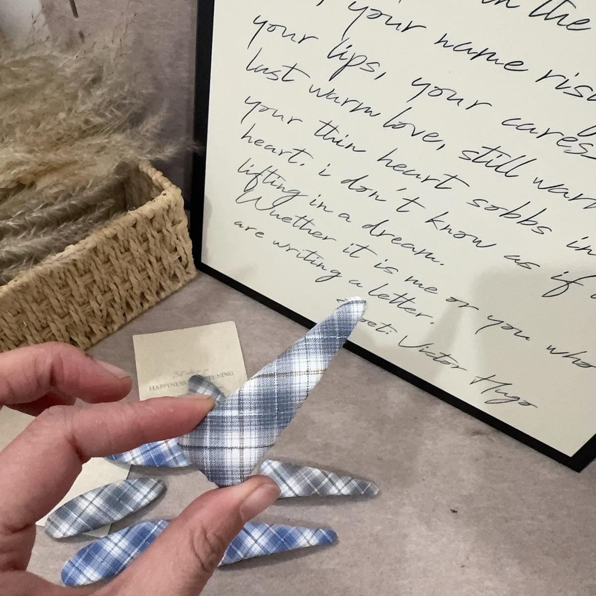 Korean Plaid Hair Clip - Sweet Blue Double Clip for Cute Bangs