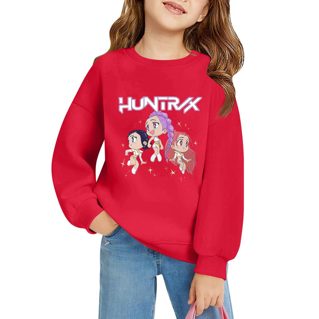 Kids' Long Sleeve Loose Pullover Letter Printed Round Neck Sweatshirt