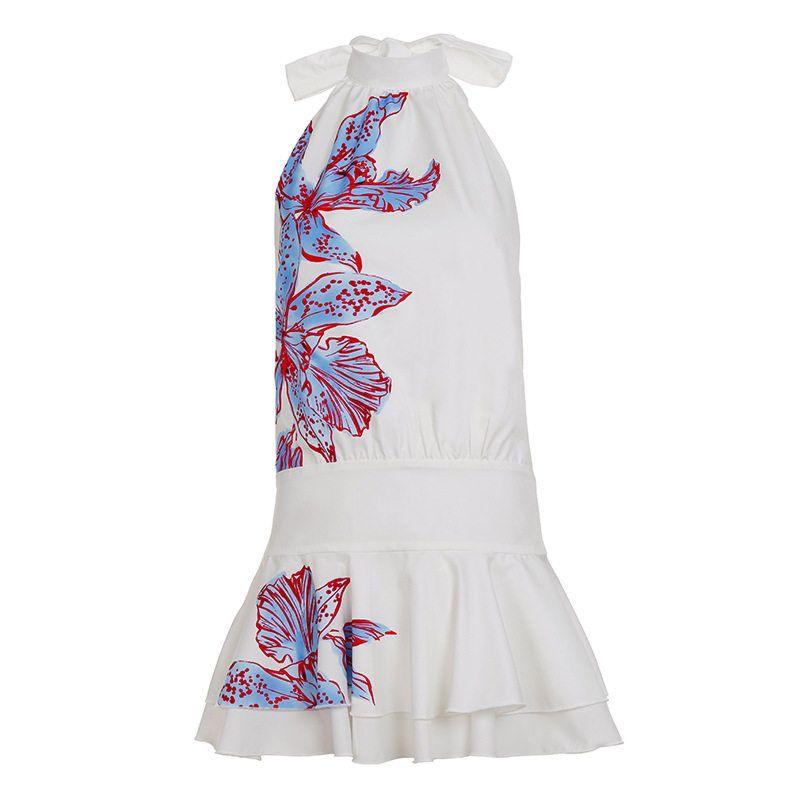 

and American Spring and Summer Women s Clothing, Irregular Neck Scarf, Bow Tie Dress, Hot Girl Sleeveless Off-Shoulder Backless Short Dress for Women White S
