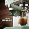 15 Bar Coffee Machine, with Adjustable Grind, Steamer and Accessories - Light Green