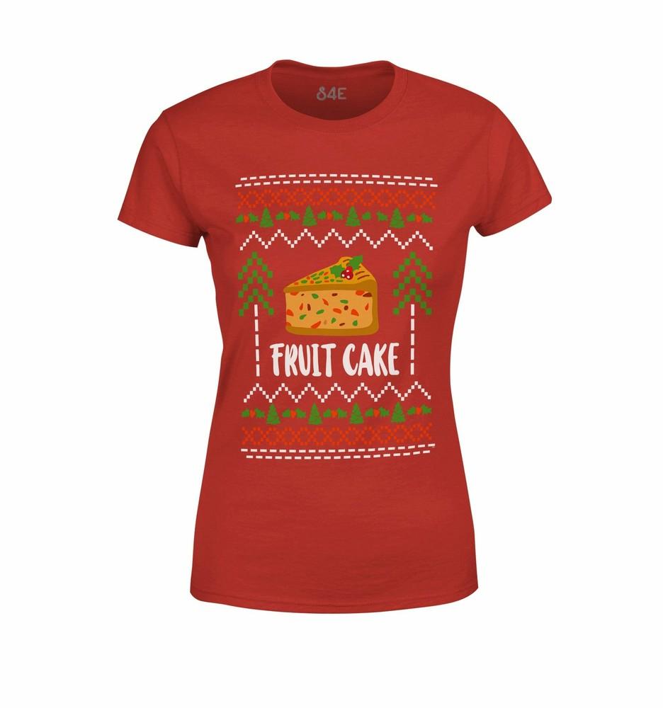 S4E Women's Fruit Cake T-Shirt Funny Ugly Christmas Holiday Shirts