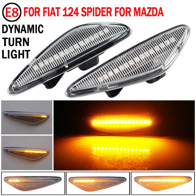 2Pcs LED Dynamic Car Turn Signal Lights For Mazda 5 CW 6 GH MX-5 ND RX-8 Car Side Marker Lights For Fiat 124 Spider Abarth