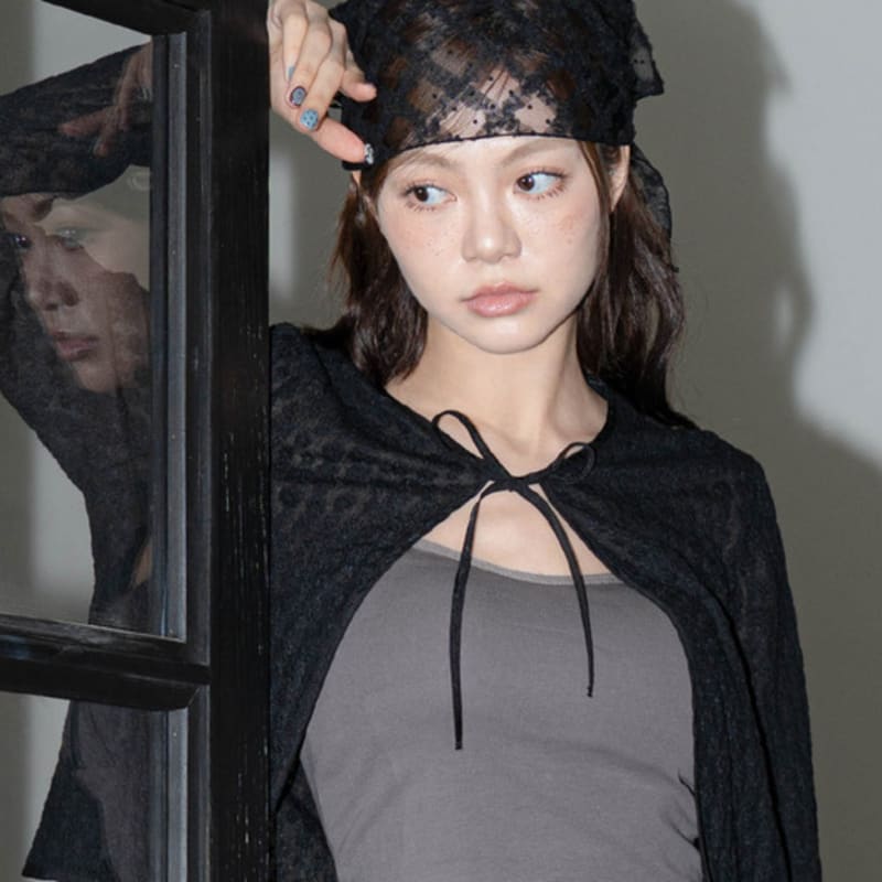 Delay off DOT LACE SCARF BLACK