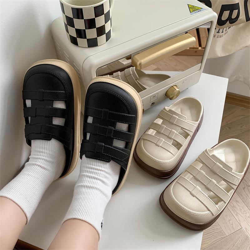 thick-soled hole shoes for women, soft-soled non-slip for outer wear, new beach buns, semi-cool slippers for women in summer