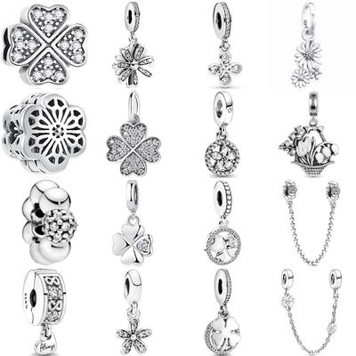 Neue Original Kupferplattierte Accessoires Mode Charm Vierblättriges Kleeblatt Gänseblümchen Perle Passend Anhänger Armband Für Frauen DIY Schmuck Geschenk