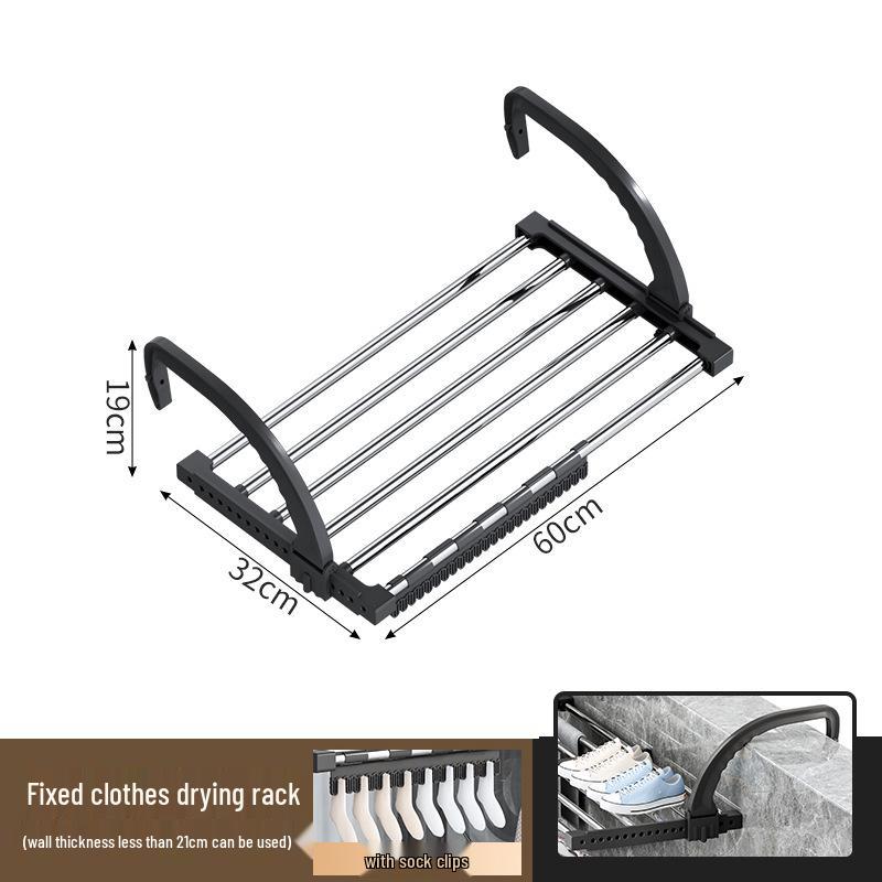 Telescopic Punch-Free Clothes & Shoe Drying Rack for Window Railings and Balcony