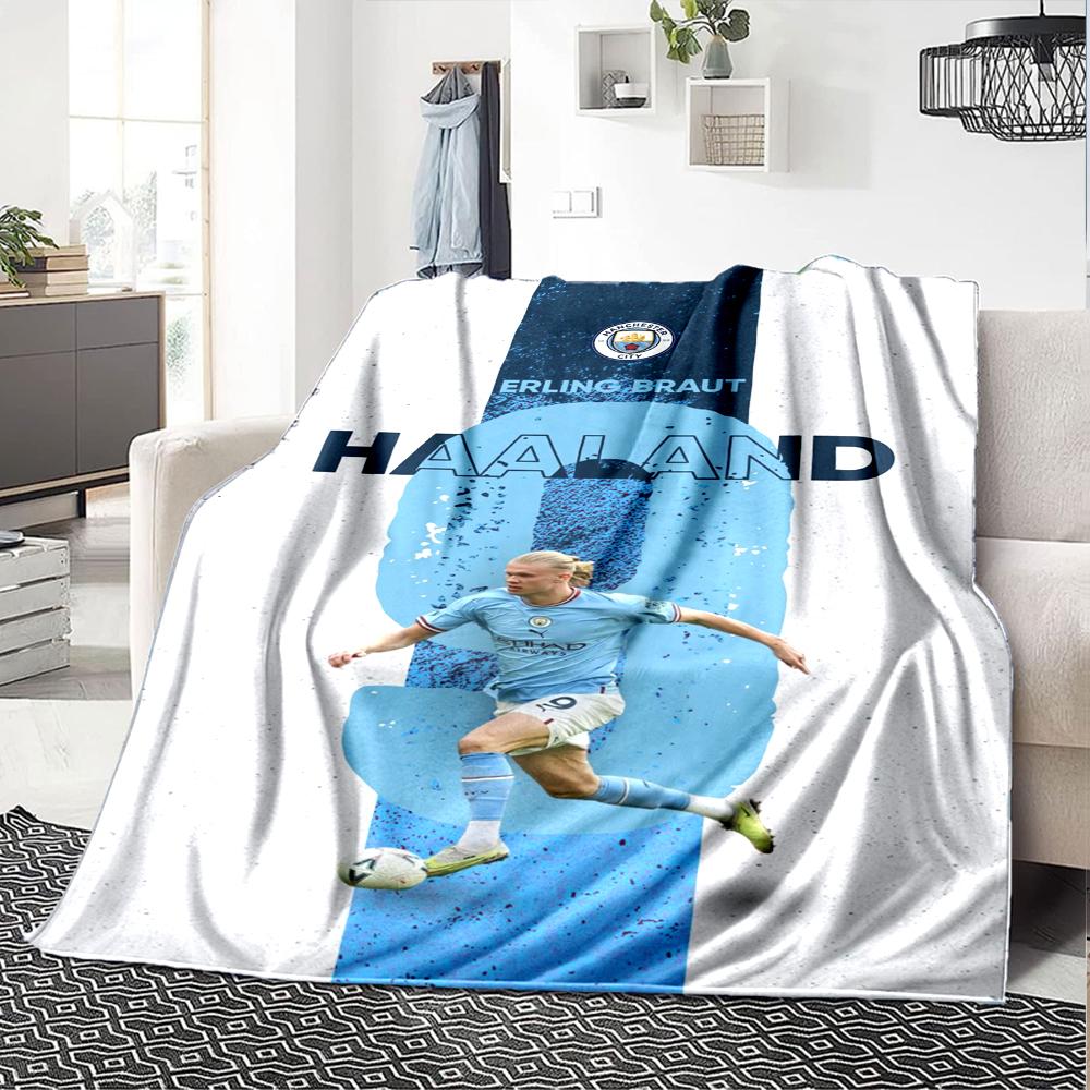 Manchester City Theme Printed Blanket - Perfect for Couch, Bed, Travel & Outdoor Use | Machine Washable, Cozy & Durable.