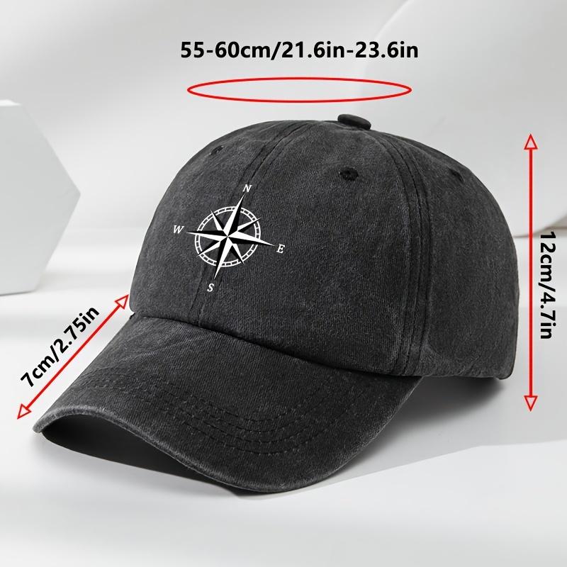 Compass Print Adjustable Baseball Cap | Classic Sun Protection Hat for Outdoor Sports & Cycling