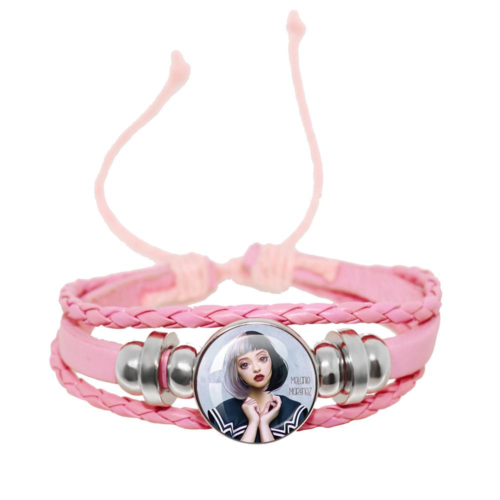 Melanie Martinez Crybaby Braccialetto in Pelle Rosa Cabochon in Vetro Modello Copertina Album Pop Music Braccialetto in Pelle Gioiello Regalo per Fan
