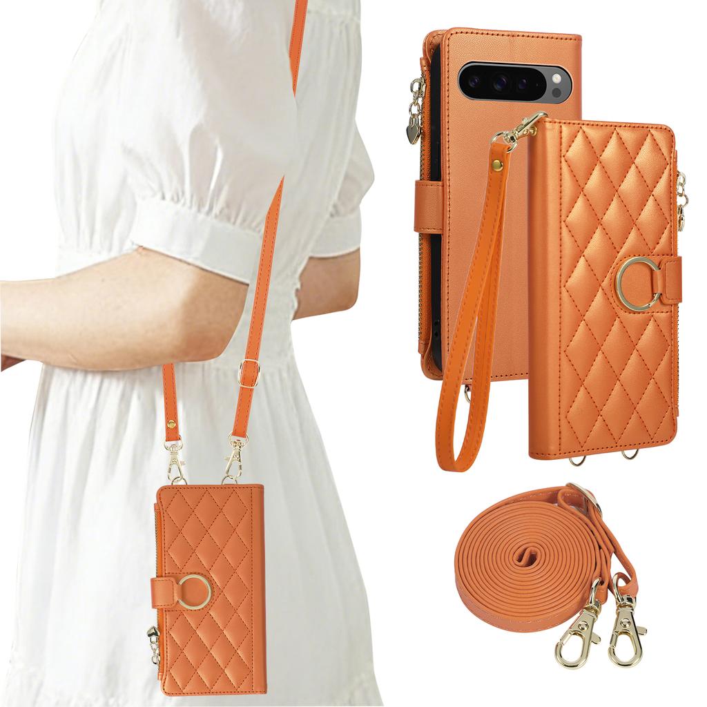 Crossbody Zipper Cards Solt Wallet Flip Leather Case For Google Pixel 10 Pro XL 9A 9 8 8A 7A 7 Shockproof Bag Ring Holder Cover