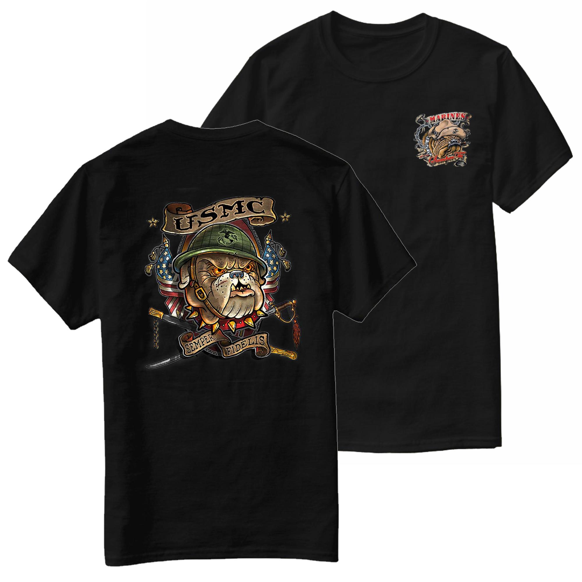 

Retro USMC Semper Fidelis US Marine Corps Bulldog TShirt 100 Cotton ONeck Summer Short Sleeve Casual Mens Tshirt Size S3XL 4XL