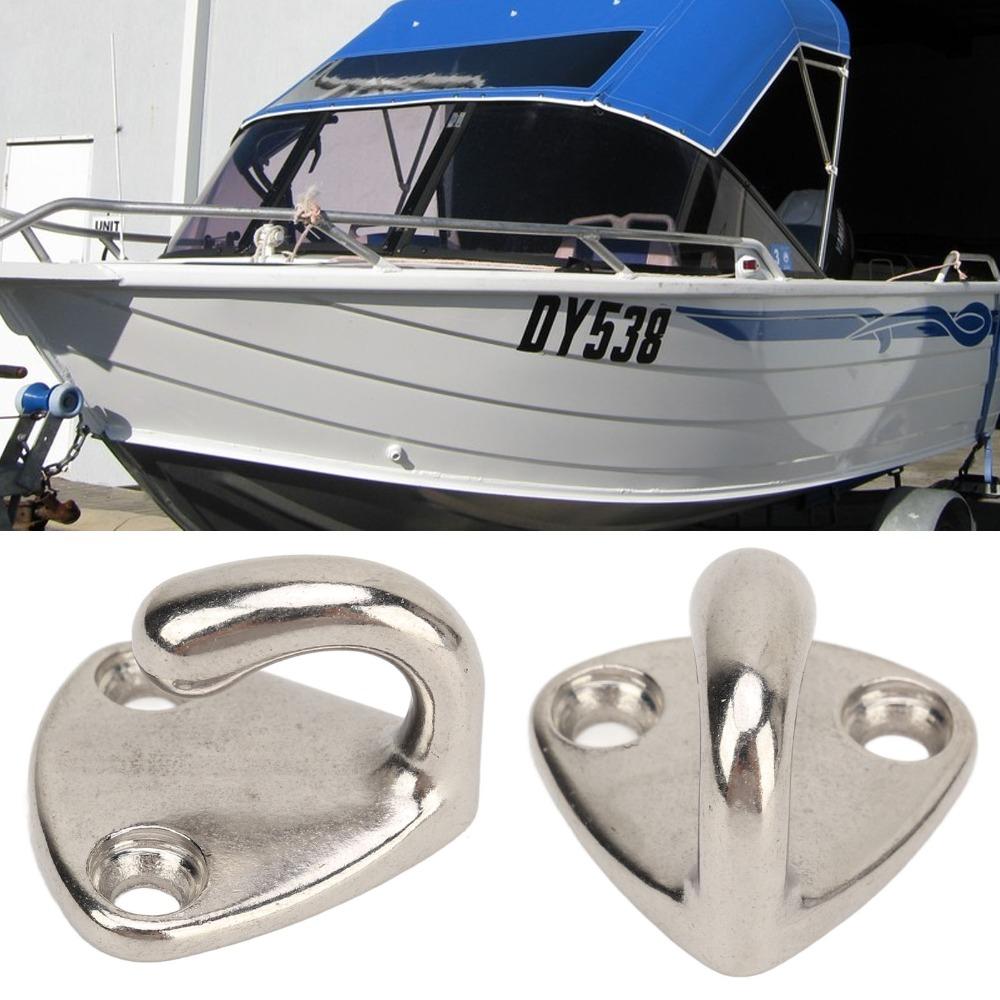 10 Pcs Silver Marine Grade Hook 316 Stainless Steel Pad Eye Hook  Marine Environment