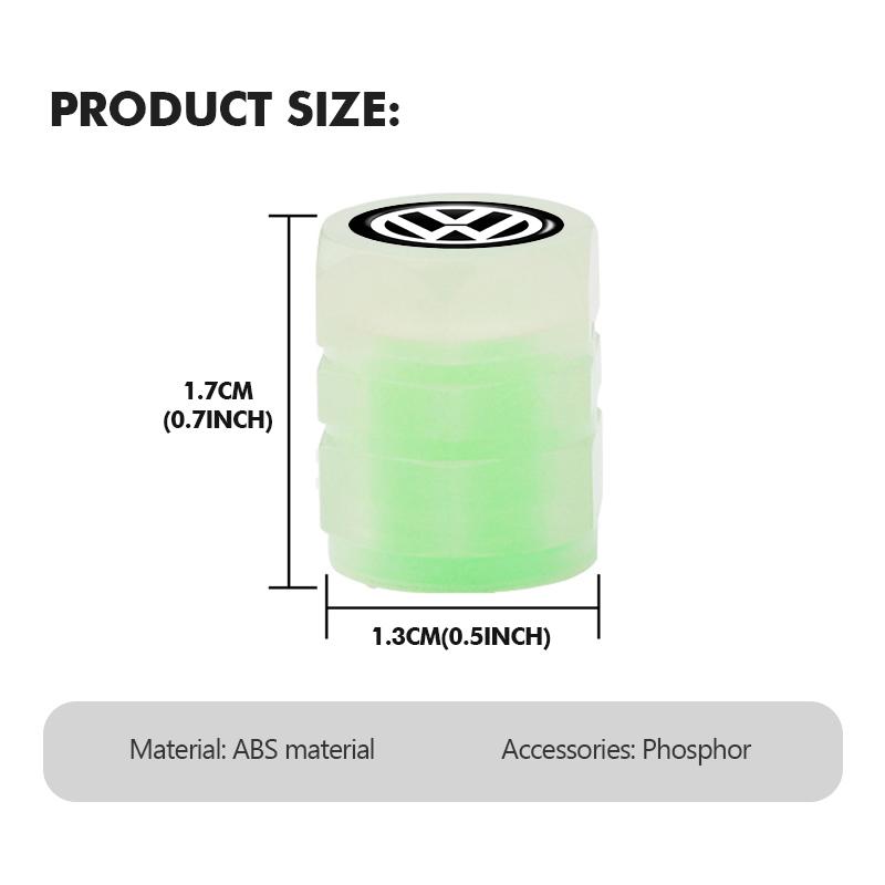 Valve Stems Caps 4PCS Car Luminous Tire Valve Cap Fluorescent Night Glowing Decor For Volkswagen VW Passat Golf 4 5 6 Tiguan Pol zg4