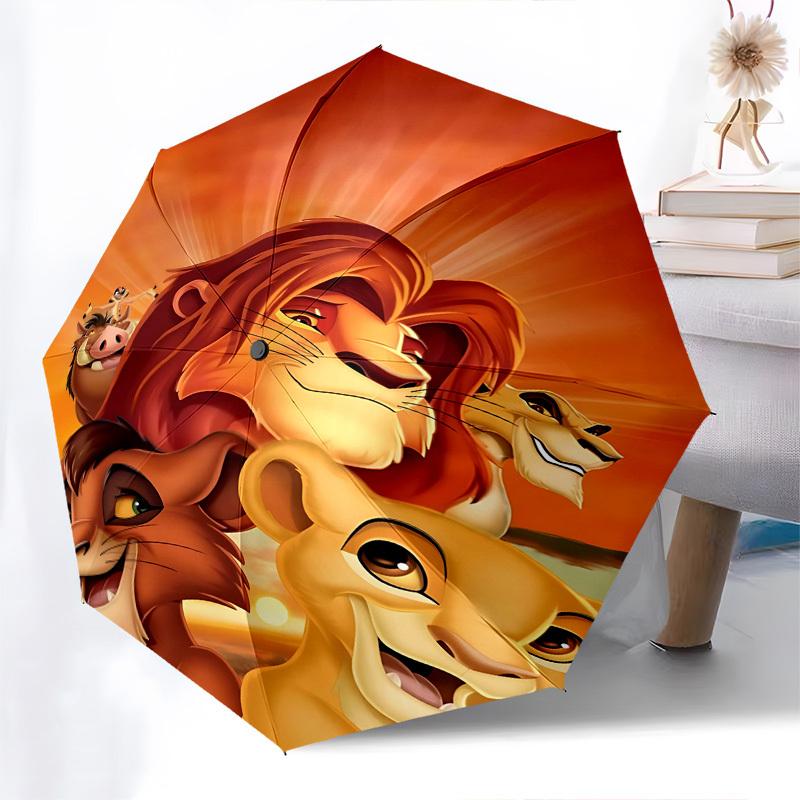 Lion King, Sunset Themed Automatic Opening and Closing Umbrella, Brightly Colored 8-rib Portable Umbrella, Suitable for Men and Women, A Perfect Gift