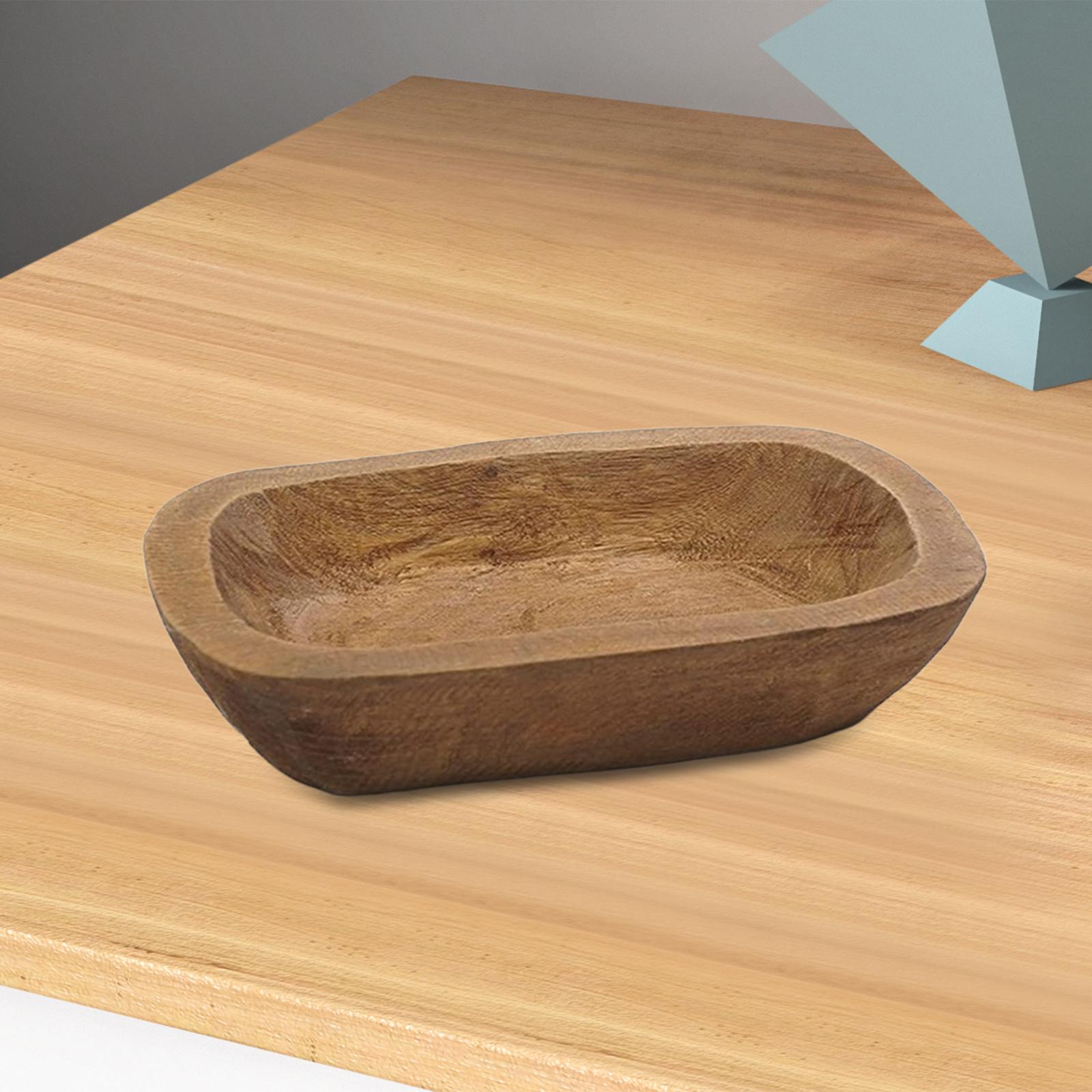 Decorative Storage Tray Solid Wood Craft Bowl for Coffee Table Display and Ornament Holder