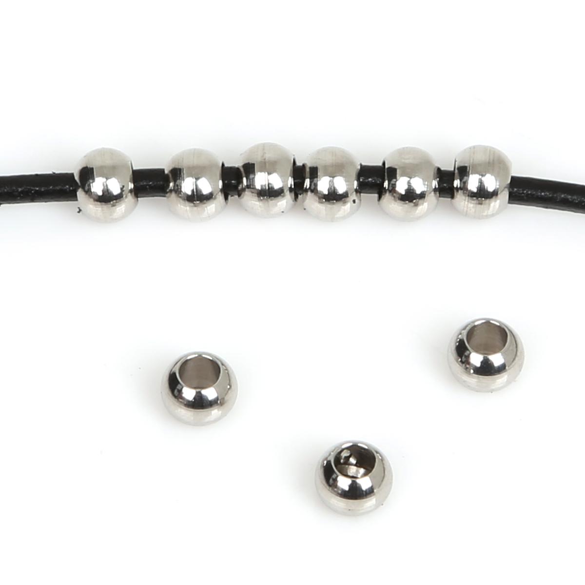 

5-50 шт., свободные разделительные бусины из нержавеющей стали, серебряные круглые бусины для изготовления браслетов, ожерелья, ювелирных изделий своими руками 5x4mm 50pcs серебряный