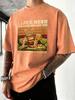 I Like Beer And My Cat Print Washed Tee Shirt Mens Trendy Cotton Sportswear Crewneck Casual T Shirts Loose Breathable Clothing