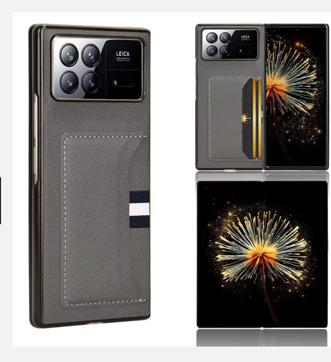 Чехол-книжка с полной защитой, Роскошная PU-накладка для Xiaomi Mix Fold 3, Встроенный кардхолдер, Жесткая задняя крышка из поликарбоната