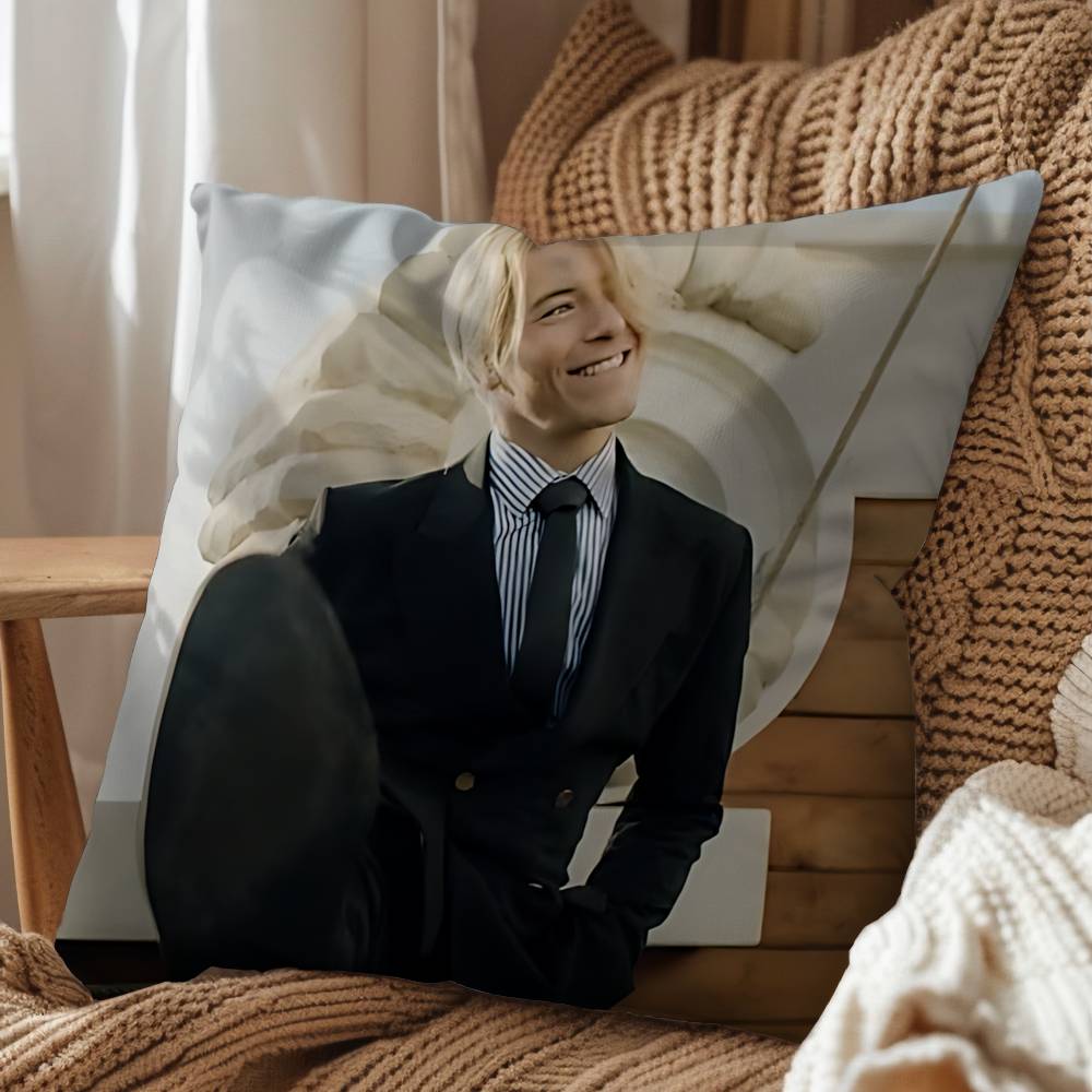 Actor Taz Skylar Long Hair Handsome Sanji Pillow Cover Living Room Sofa Cushion Cover Bedroom Room Bed Pillow Cover Decoration