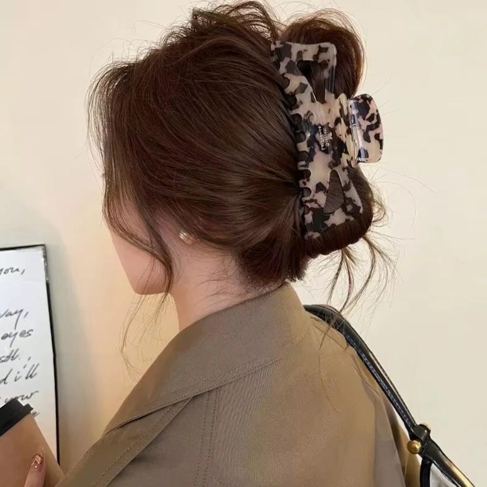 Elegant Bow Hair Clip Retro Imitation Acetate Shark Clip French Style Bun Hair Clip For Women