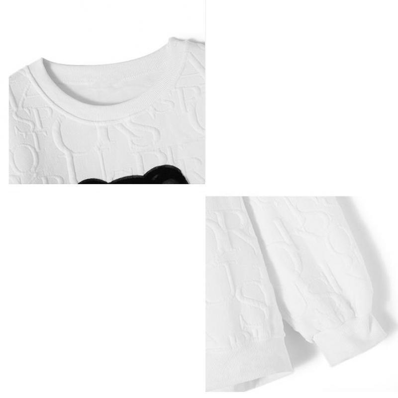 Mulheres coreano urso suéter versátil fundo pullovers desenho animado tops streetwear solto moletom roupas