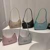Solid Color Bowknot Shoulder Bag Shiny Women Handbag Simple Underarm Tote Bag  Lady