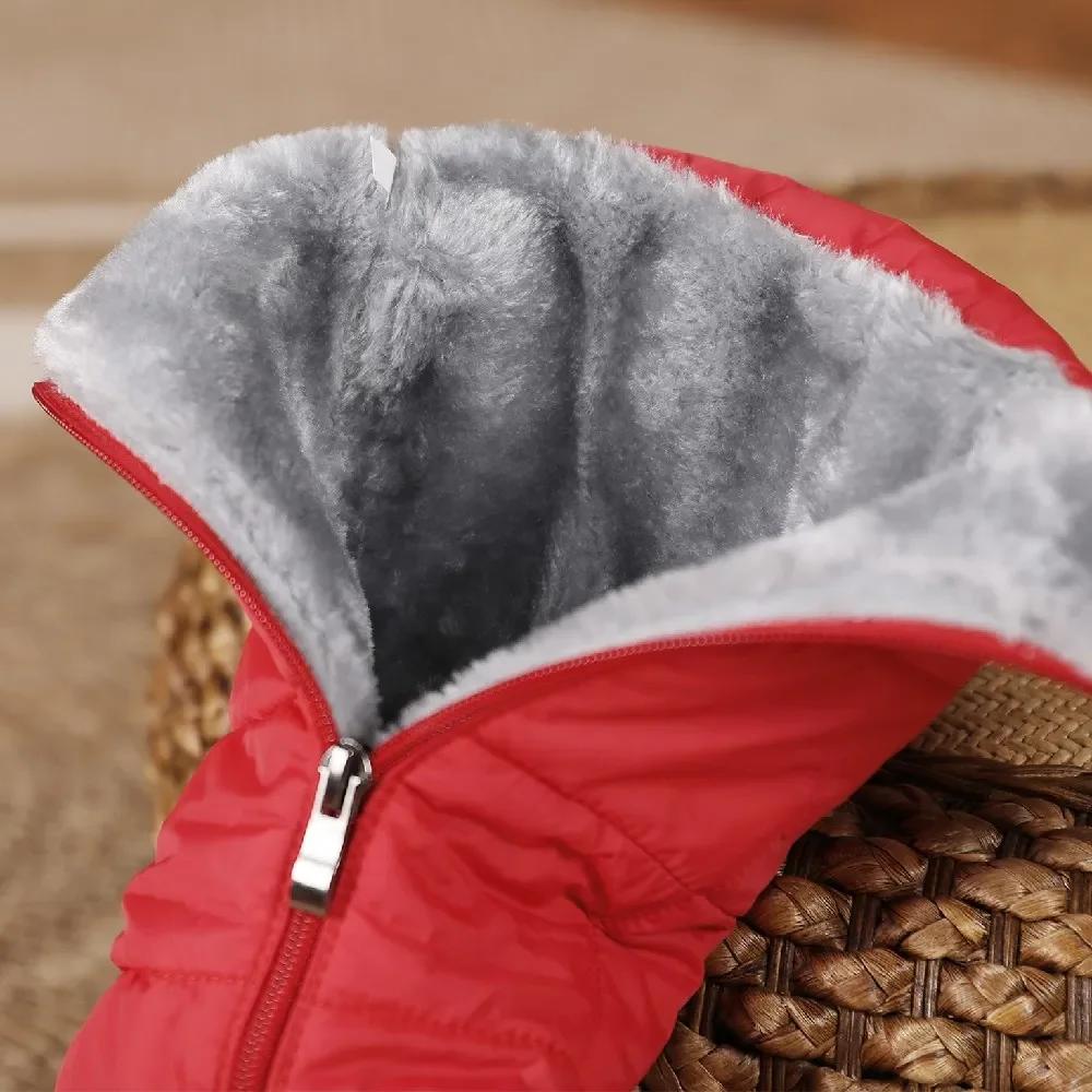 Botas de Neve Femininas Quentes de Inverno Vermelhas até o Joelho com Pelo Aplicação de Cristal Preto Impermeável Penas Senhora Zíper Plataforma Salto Cunha Botas Longas