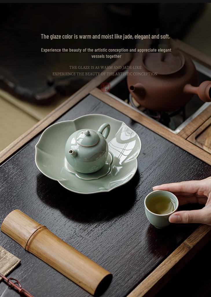 Banana Moon Ceramic Tea Coaster & Snack Plate Set - Gaiwan Pot Mat & Tea Ceremony Accessories
