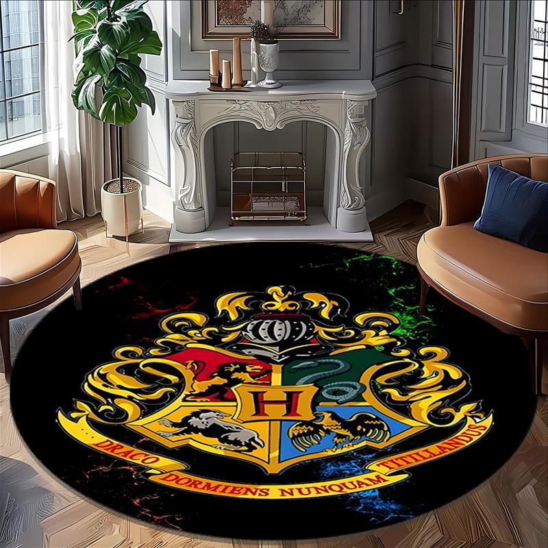 1pc Hogwarts4 Carpet, Round Rug, Comfortable, Suitable for Entryways, Living Rooms, Office, And Bedrooms, Christmas Decoration