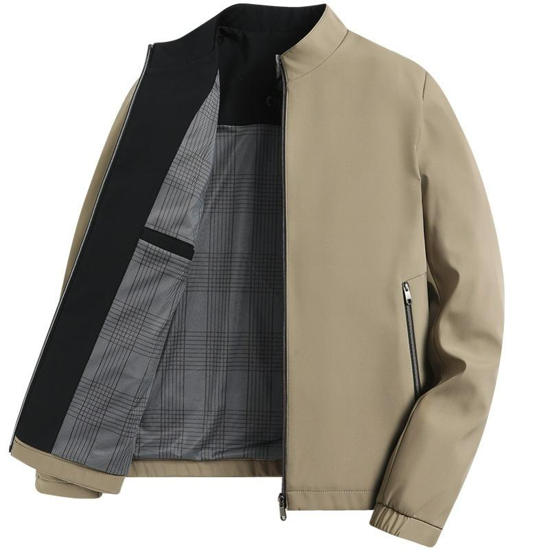 Stand-up Collar Jacket Men's Spring and Autumn Models Stand-up Collar Solid Color Business Casual Loose Dad Jacket Jacket Men