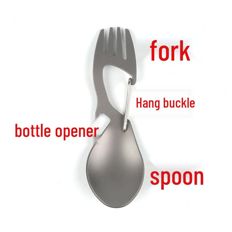 Foldable Titanium Multi-Functional Camping Cutlery: Fork, Spoon & Bottle Opener