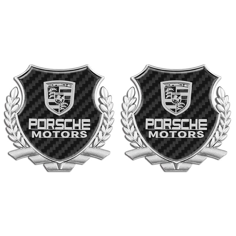 3D Metal Badge Styling Decals Emblem Car Decor Window Stickers Decoration Accessorie For Porsche 911 718 Taycan Panamera Cayenne