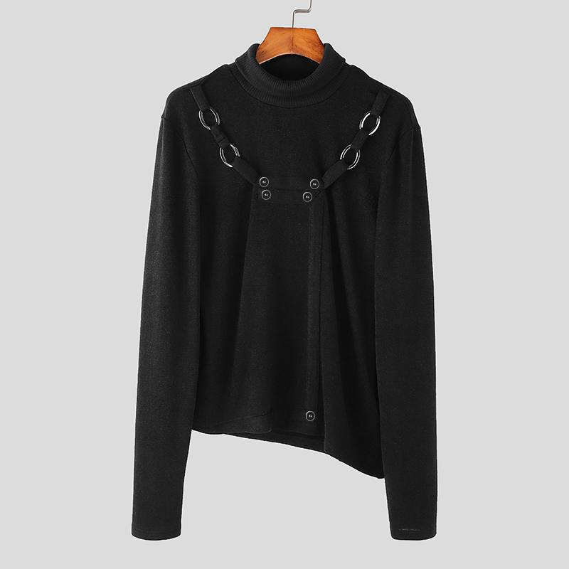 INCERUN Мужской трикотажный приталенный свитер с высоким воротом и длинным рукавом 4XL