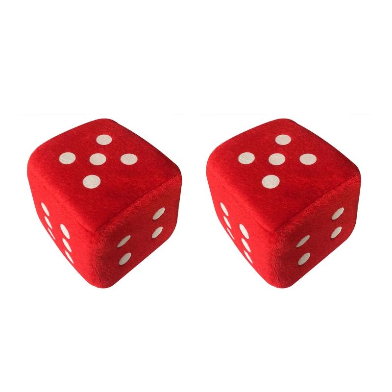 

2 шт. разноцветные плюшевые игральные кости подвеска для автомобиля новогодние игральные кости плюшевые игральные кости модель украшения зеркала заднего вида стиль красный