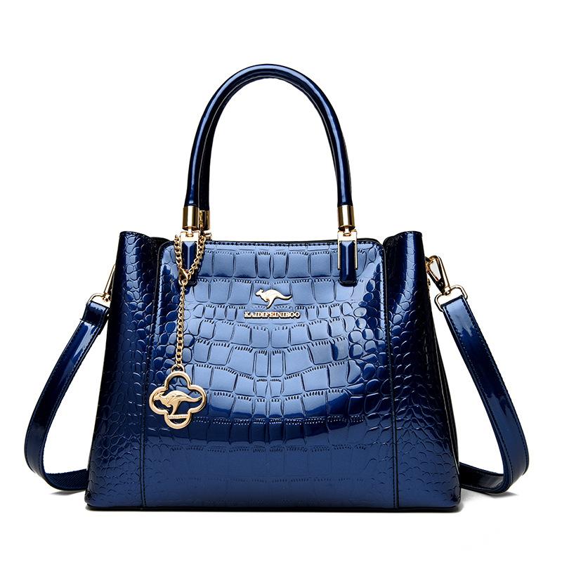 Nouveau Sac à Main en Cuir Verni Crocodile | Sac Fourre-Tout Spacieux à Bandoulière pour Femme | Style Tendance Décontracté Polyvalent pour le Quotidien et à la Mode