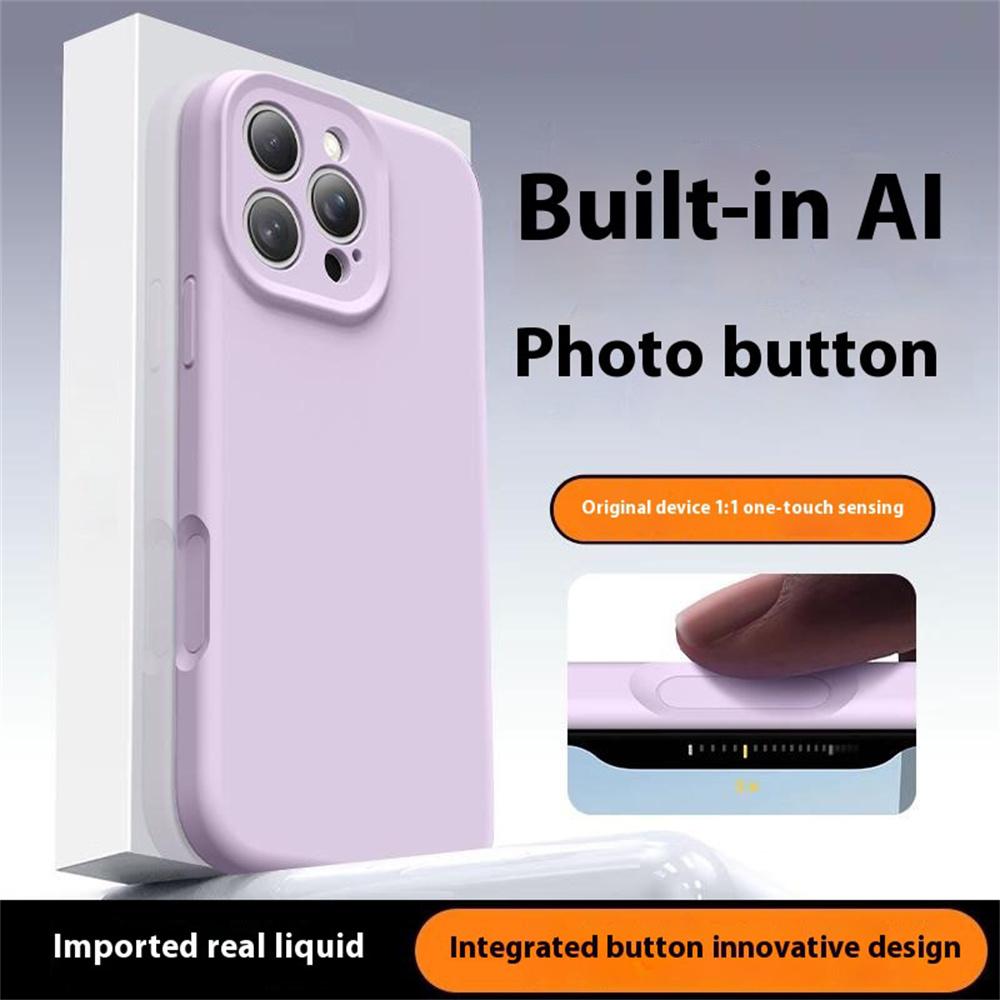 For iPhone 16 Pro Max Case Precise Cutouts Liquid Silicone+PC Phone Cover with Camera Touch Control Button