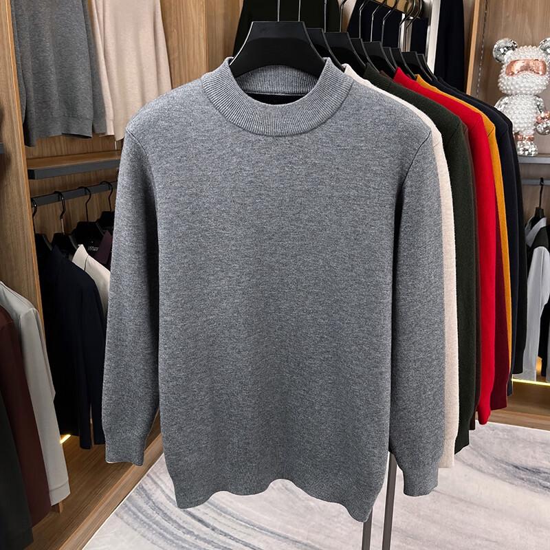 Yiliteng Men's Fleece Lined Crew Neck Sweater