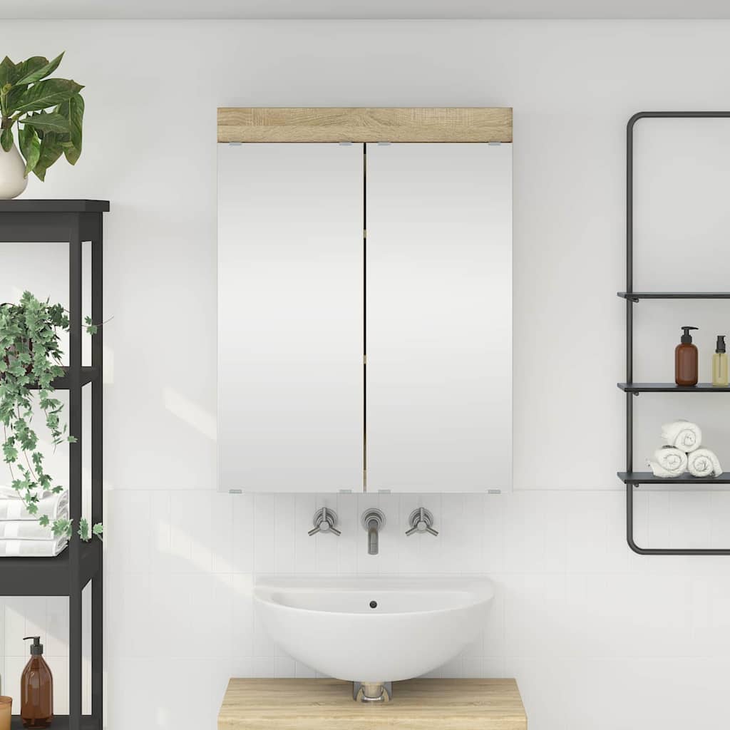 Bathroom Mirror Cabinet TULUM Sonoma Oak 60 x 16.5 x 78 cm
