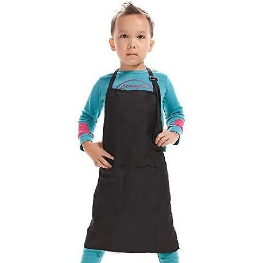 Kid Apron Adjustable Strap with 2 Pockets Painting Cooking Craft Backing Unisex Age 5-12