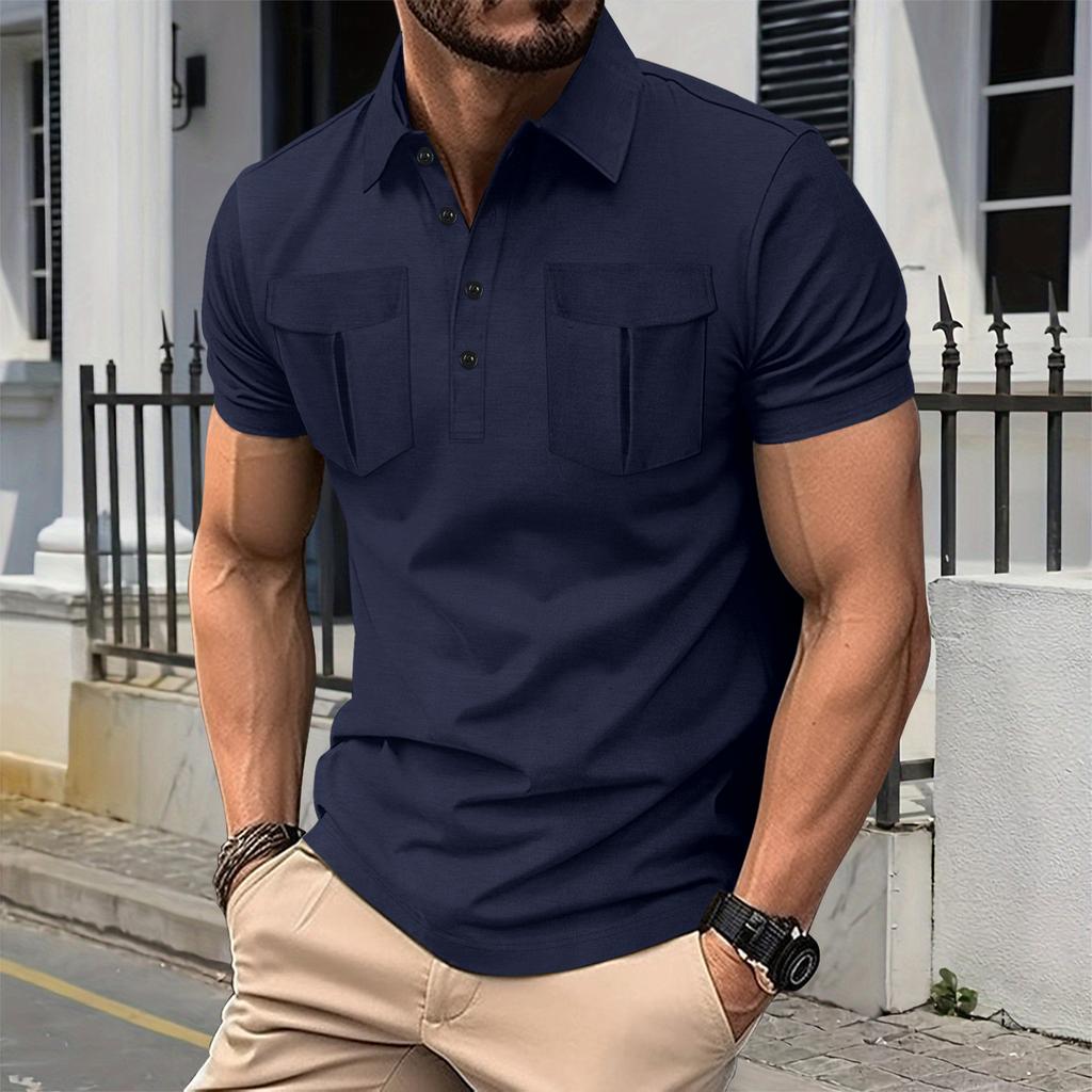 Men's Summer Casual POLO Shirt Fashion T-shirt Summer Men's Short-sleeved POLO Shirt Fashion T-shirt Men's Solid Color POLO Shirt