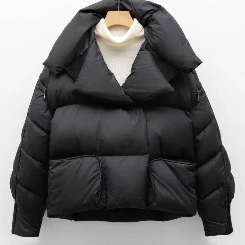 Women's Autumn Winter Arrivals Puffer Jacket Down Jacket Short Length Thickened High-end White Duck Down Turn-down Collar
