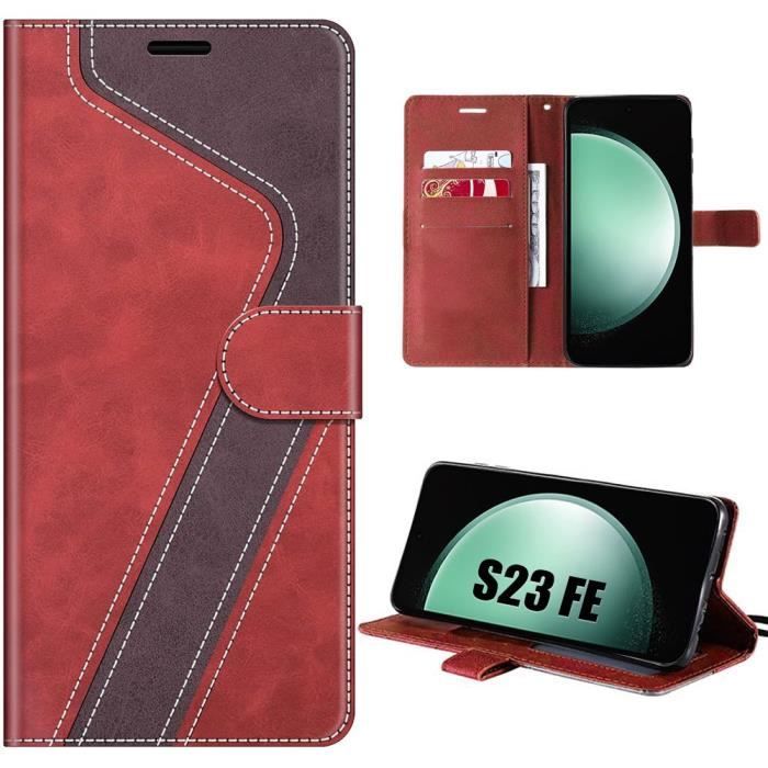 Protective Case - BOOLING - for Samsung Galaxy S23 FE - Red - Brown - Stylized V Pattern
