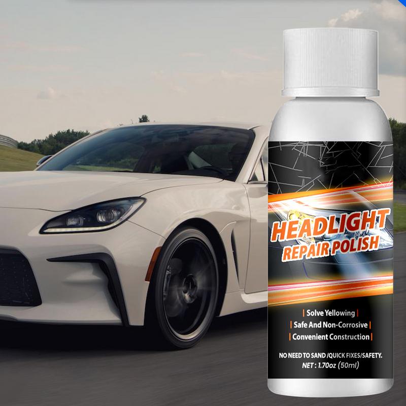 Headlight Cleaner Kit 50 ML Car Headlight Restoration With Sponge Brush Headlight Scratch Restoring Fluid Car Headlight Repair