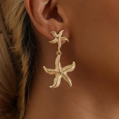 European and American Jewelry INS Summer Beach Leisure Vacation Wind Starfish Earrings Light Luxury Fashion Holiday Earrings Women