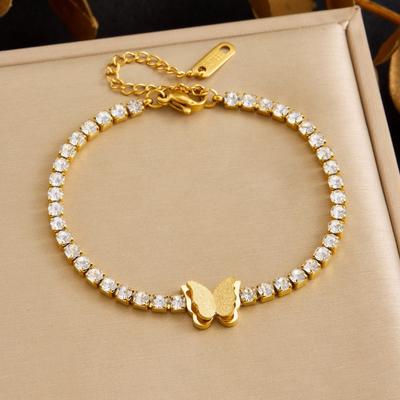 Gold Butterfly Zircon Tennis Bracelet For Women Dainty Jewelry