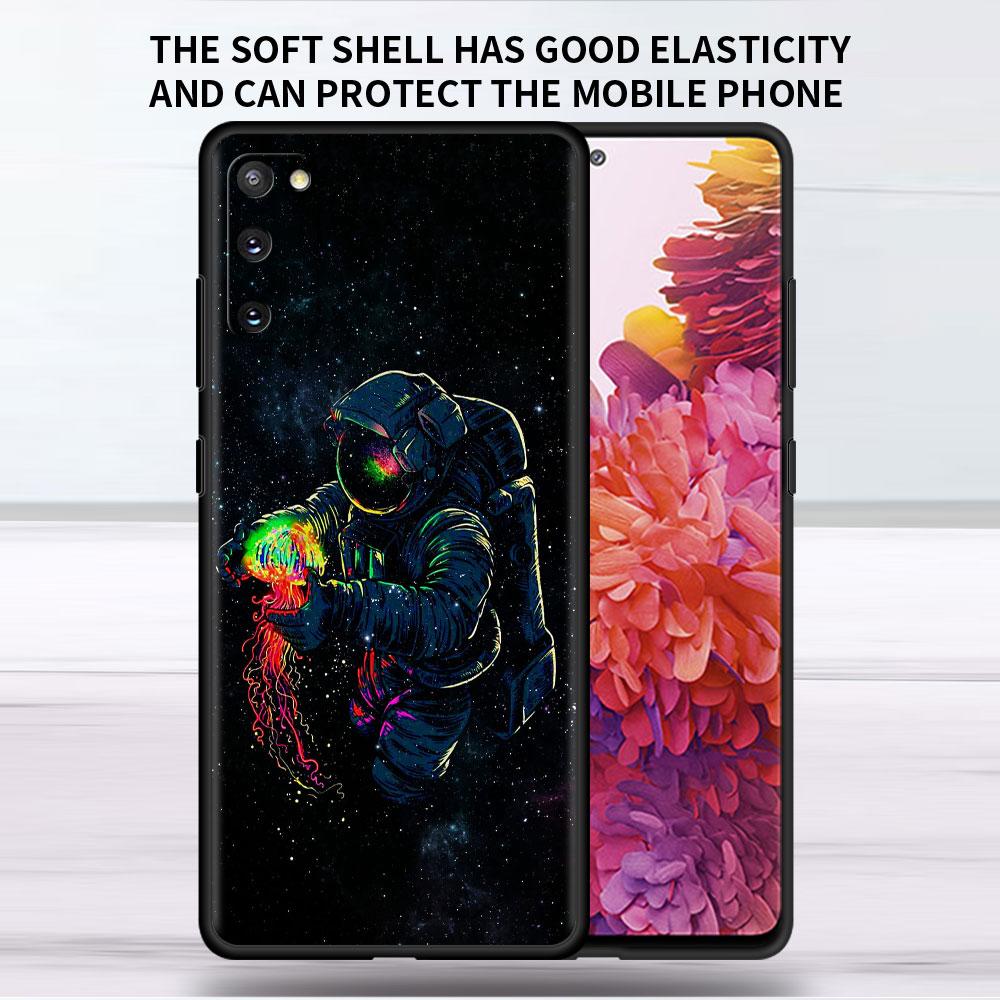 Weiche Hülle für Samsung Galaxy Note 20 Ultra 10 Plus Lite A50 A70 A20 A40 A20e 9 8 A60 Funda Handyhülle Universum Cooler Astronaut